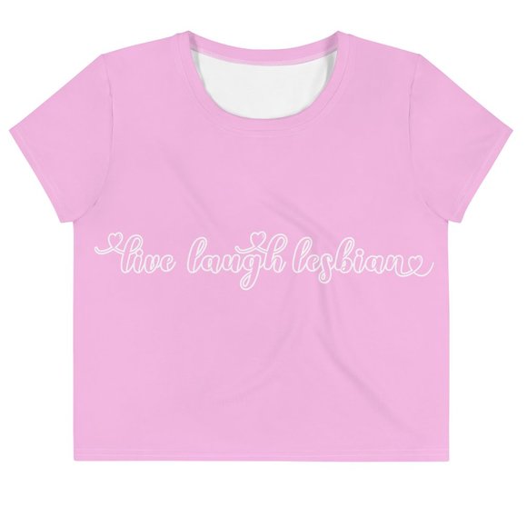 Live Laugh Lesbian LGBT Pride Cropped Tee T-Shirt - Picture 2 of 14